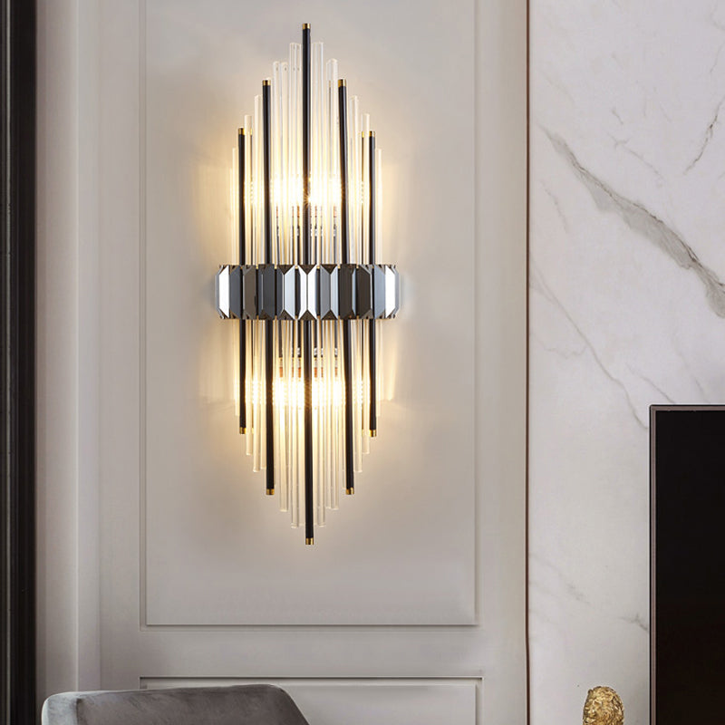2 Light Unique Wall Sconce Postmodern Style Crystal Wall Lighting for Bedroom