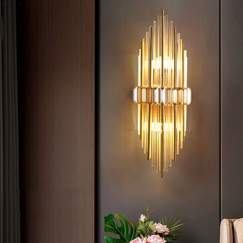 2 Light Unique Wall Sconce Postmodern Style Crystal Wall Lighting for Bedroom