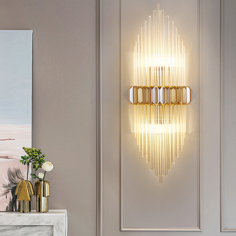 2 Light Unique Wall Sconce Postmodern Style Crystal Wall Lighting for Bedroom