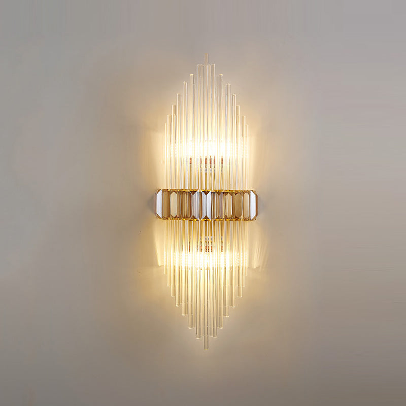 2 Light Unique Wall Sconce Postmodern Style Crystal Wall Lighting for Bedroom