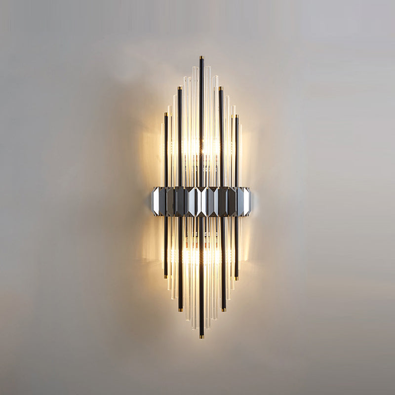 2 Light Unique Wall Sconce Postmodern Style Crystal Wall Lighting for Bedroom