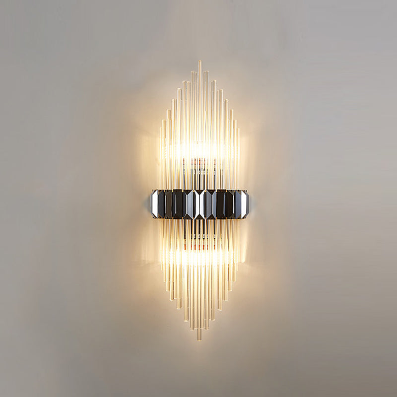 2 Light Unique Wall Sconce Postmodern Style Crystal Wall Lighting for Bedroom