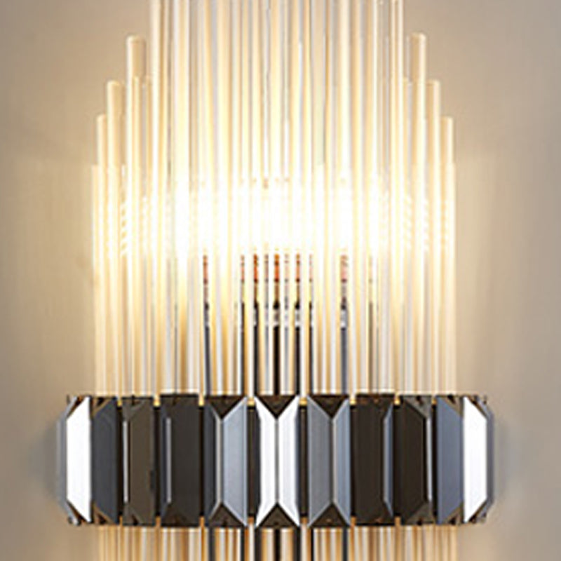 2 Light Unique Wall Sconce Postmodern Style Crystal Wall Lighting for Bedroom