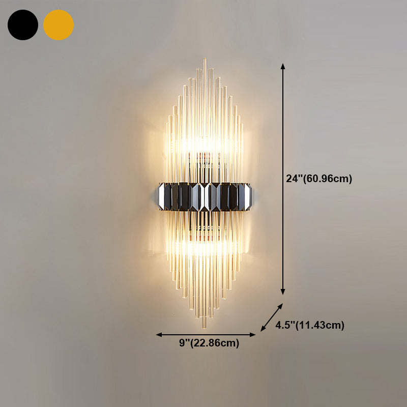 2 Light Unique Wall Sconce Postmodern Style Crystal Wall Lighting for Bedroom