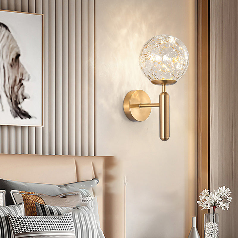 Nordic Glass Wall Light Globe Gypsophila 1 Light Wall Sconce for Bedroom