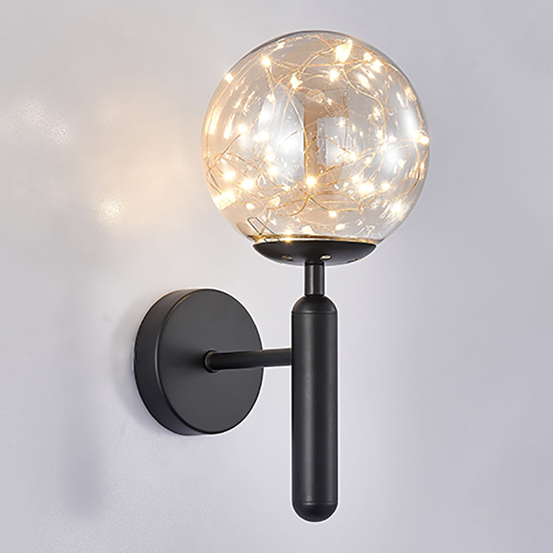 Nordic Glass Wall Light Globe Gypsophila 1 Light Wall Sconce for Bedroom
