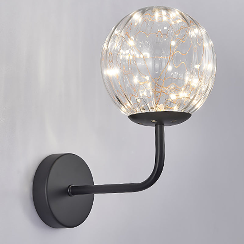 Nordic Glass Wall Light Globe Gypsophila 1 Light Wall Sconce for Bedroom
