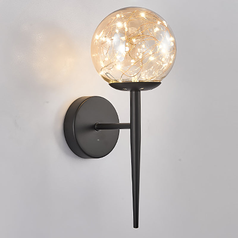Nordic Glass Wall Light Globe Gypsophila 1 Light Wall Sconce for Bedroom