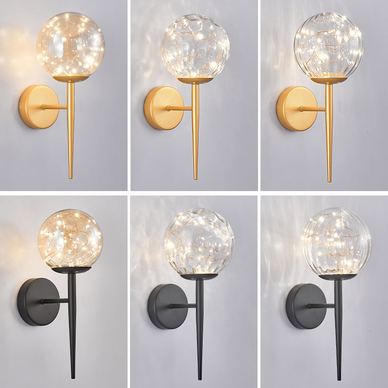Nordic Glass Wall Light Globe Gypsophila 1 Light Wall Sconce for Bedroom