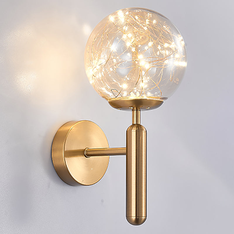 Nordic Glass Wall Light Globe Gypsophila 1 Light Wall Sconce for Bedroom