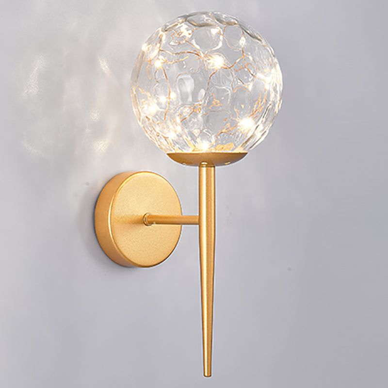 Nordic Glass Wall Light Globe Gypsophila 1 Light Wall Sconce for Bedroom