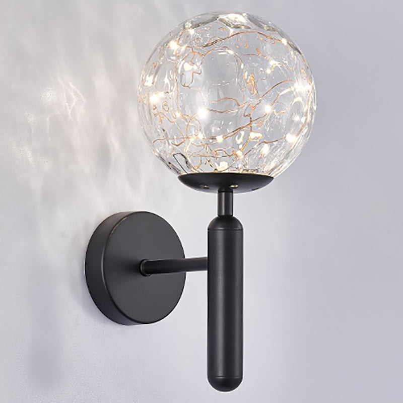 Nordic Glass Wall Light Globe Gypsophila 1 Light Wall Sconce for Bedroom