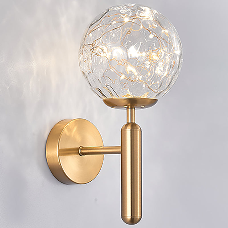 Nordic Glass Wall Light Globe Gypsophila 1 Light Wall Sconce for Bedroom