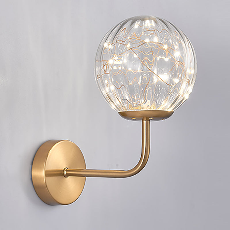Nordic Glass Wall Light Globe Gypsophila 1 Light Wall Sconce for Bedroom