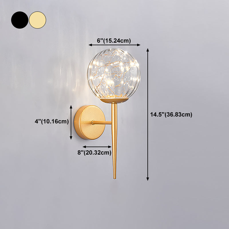 Nordic Glass Wall Light Globe Gypsophila 1 Light Wall Sconce for Bedroom