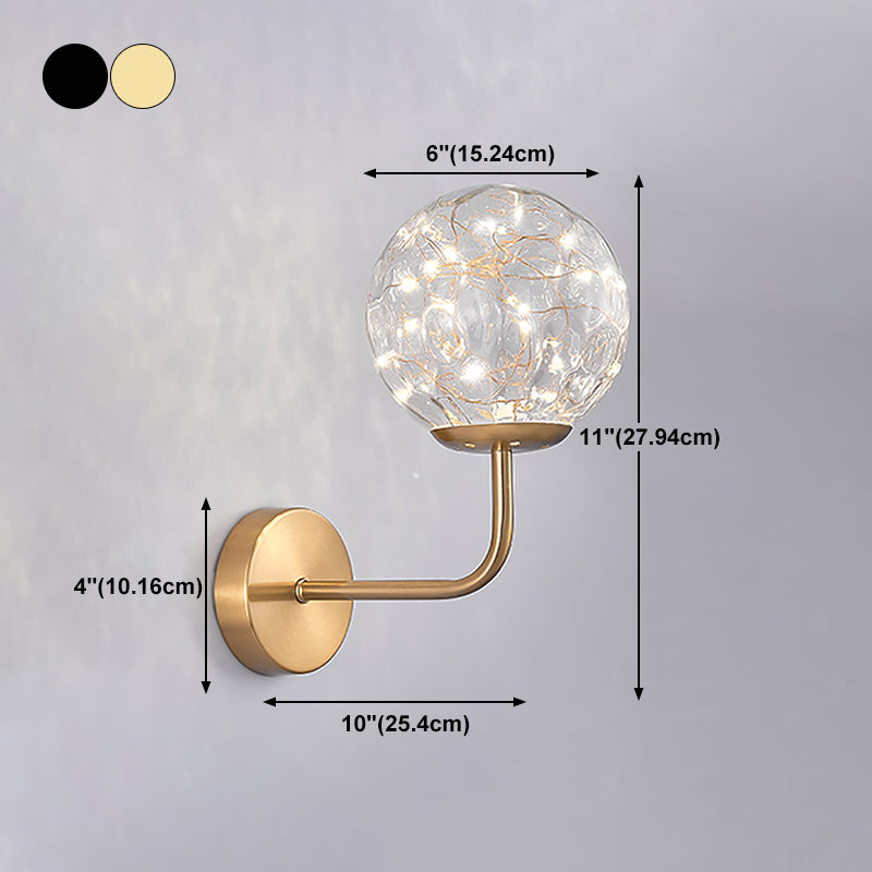 Nordic Glass Wall Light Globe Gypsophila 1 Light Wall Sconce for Bedroom