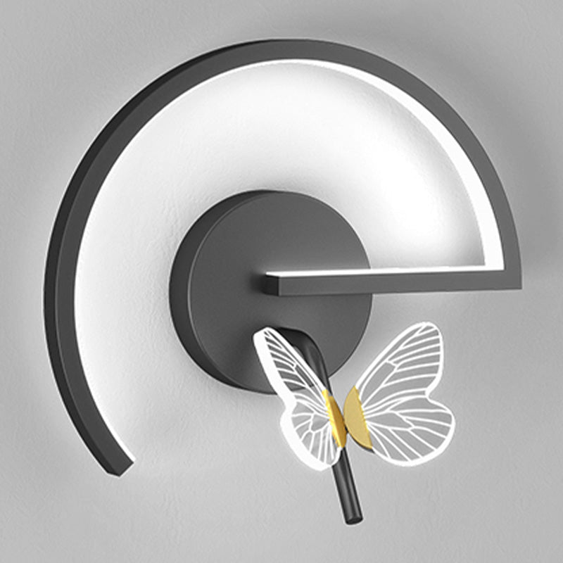 Modern Metal Wall Light Geometric LED Wall Sconce with Butterfly for Bedroom