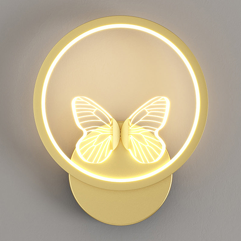 Modern Metal Wall Light Geometric LED Wall Sconce with Butterfly for Bedroom