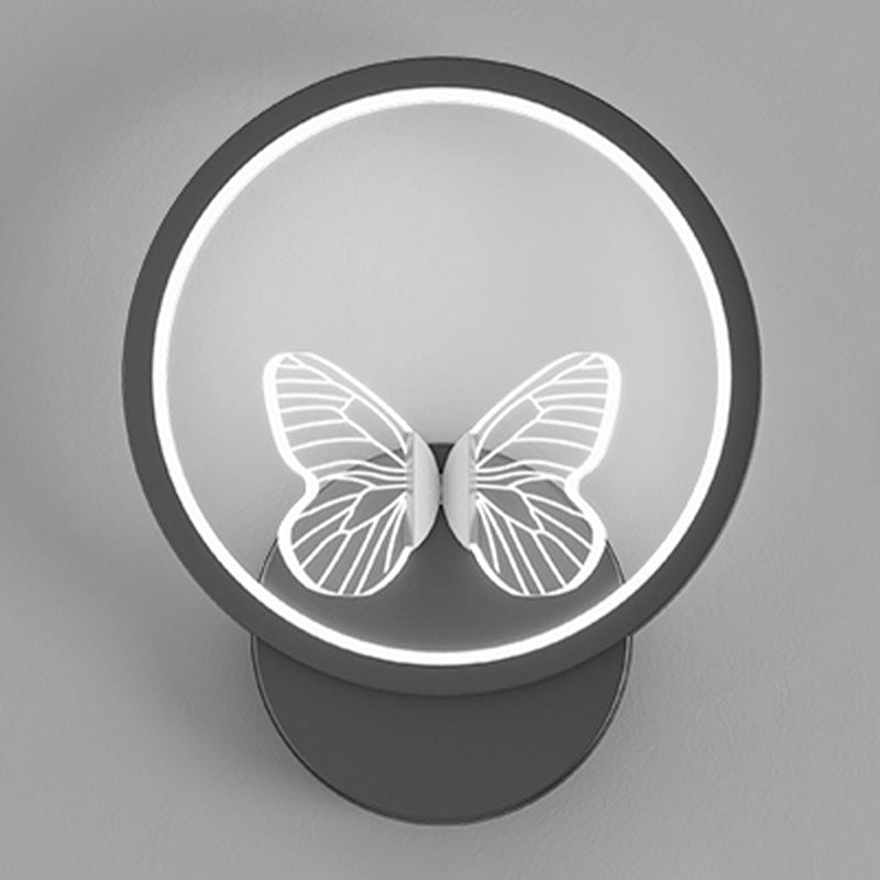 Modern Metal Wall Light Geometric LED Wall Sconce with Butterfly for Bedroom