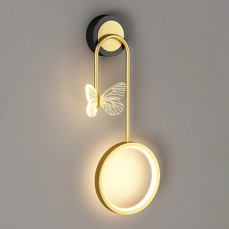 Modern Metal Wall Light Geometric LED Wall Sconce with Butterfly for Bedroom