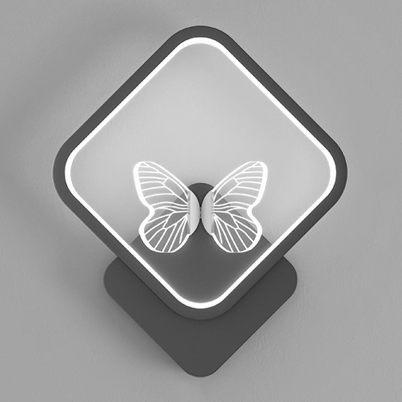 Modern Metal Wall Light Geometric LED Wall Sconce with Butterfly for Bedroom
