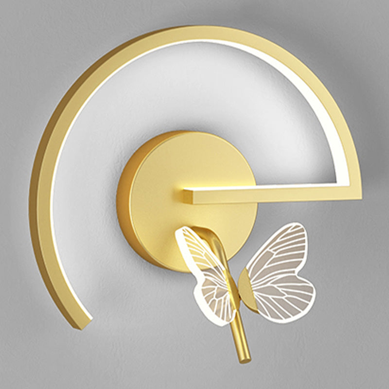 Modern Metal Wall Light Geometric LED Wall Sconce with Butterfly for Bedroom