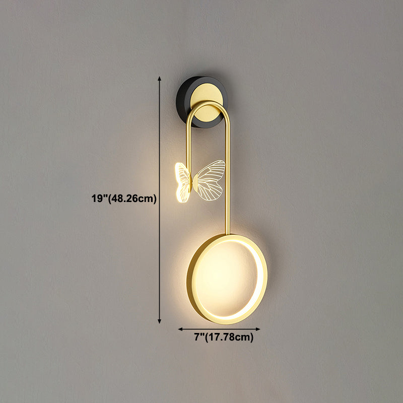 Modern Metal Wall Light Geometric LED Wall Sconce with Butterfly for Bedroom
