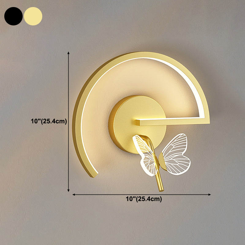 Modern Metal Wall Light Geometric LED Wall Sconce with Butterfly for Bedroom