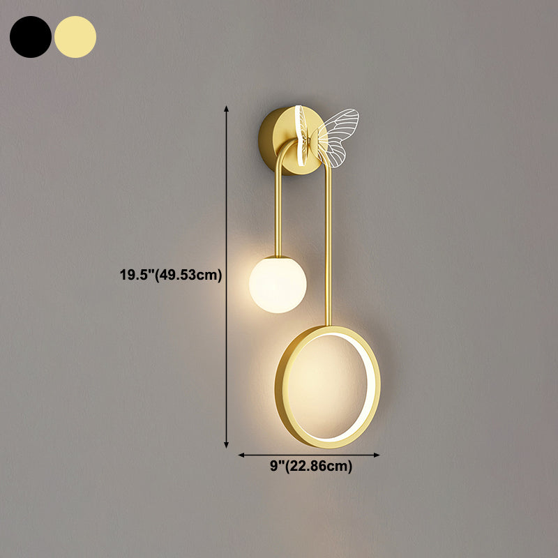 Modern Metal Wall Light Geometric LED Wall Sconce with Butterfly for Bedroom
