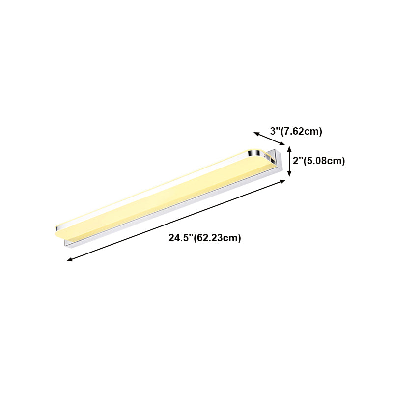 Linear Shape Metal Mirror Wall Light Modern 1-Light Mirror Wall Mount Light in Silver