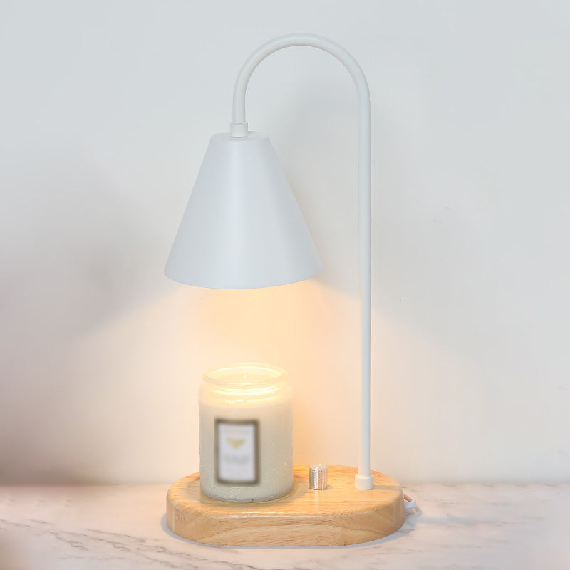 Nordic Style Metall Tischlampe Aromatherapie Schmelzen Wachs Schreibtischlampe mit Holz für Schlafzimmer