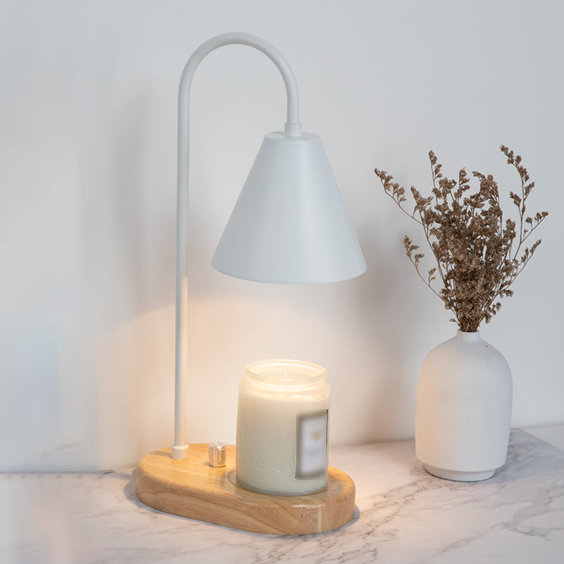 Nordic Style Metall Tischlampe Aromatherapie Schmelzen Wachs Schreibtischlampe mit Holz für Schlafzimmer