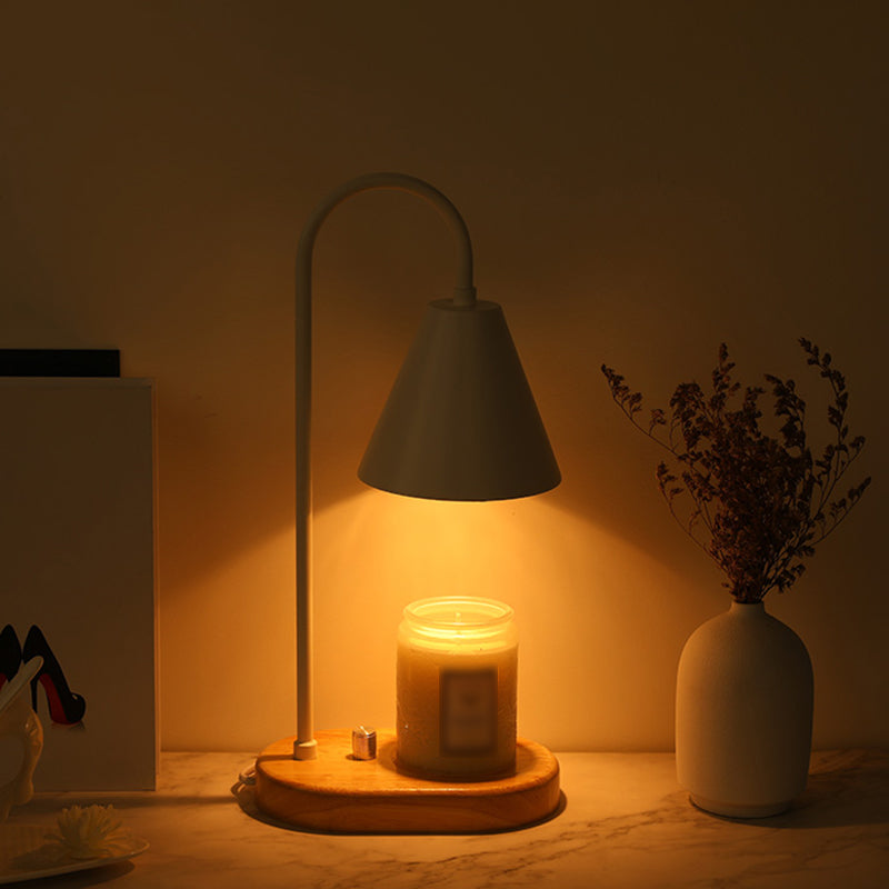 Nordic Style Metall Tischlampe Aromatherapie Schmelzen Wachs Schreibtischlampe mit Holz für Schlafzimmer