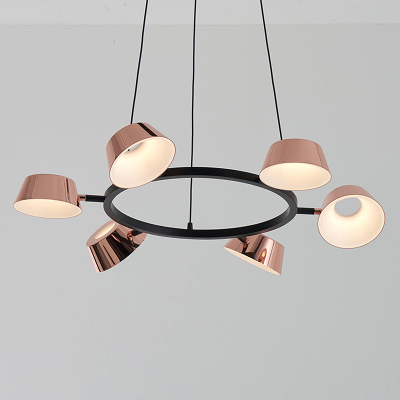 Postmodern Style Chandelier Light Fixture Metal Rose Gold Pendant Light for Living Room