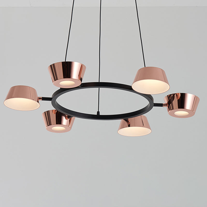 Postmodern Style Chandelier Light Fixture Metal Rose Gold Pendant Light for Living Room