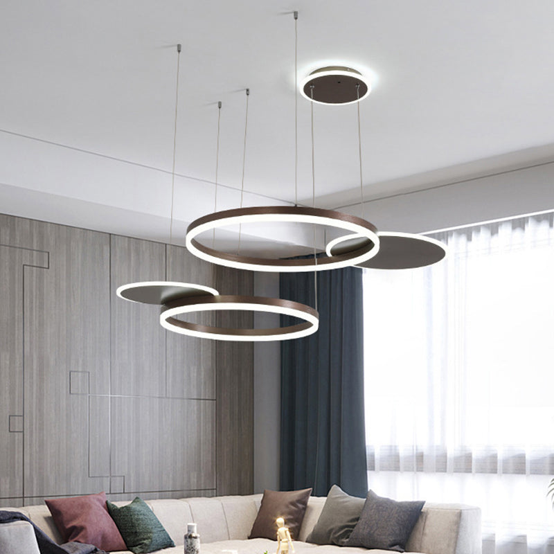 Simplicity LED Chandelier Pendant Circular Metal Suspension Light for Living Room