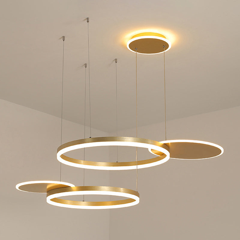 Simplicity LED Chandelier Pendant Circular Metal Suspension Light for Living Room