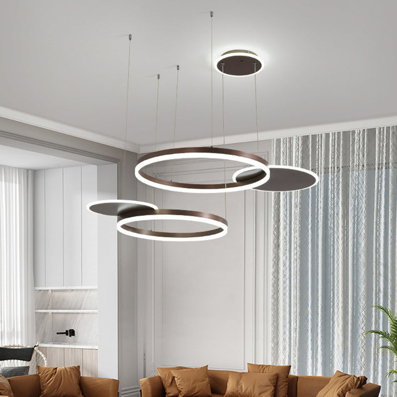 Simplicity LED Chandelier Pendant Circular Metal Suspension Light for Living Room