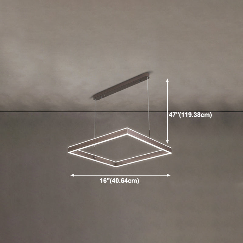 Minimalist Square Suspension Lamp Metal Multi-Layered LED Chandelier for Living Room