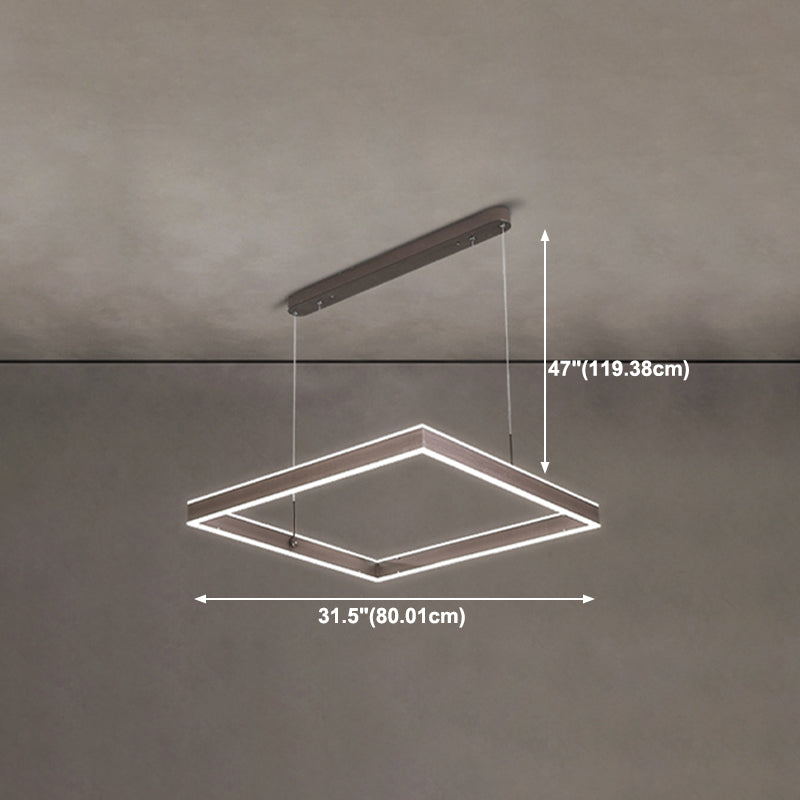 Minimalist Square Suspension Lamp Metal Multi-Layered LED Chandelier for Living Room