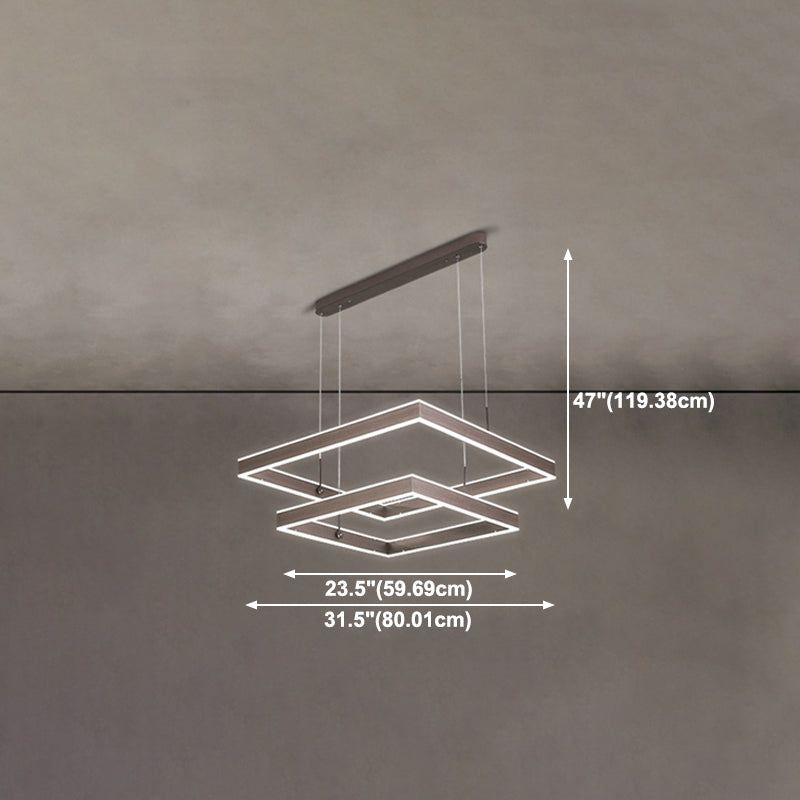 Minimalist Square Suspension Lamp Metal Multi-Layered LED Chandelier for Living Room