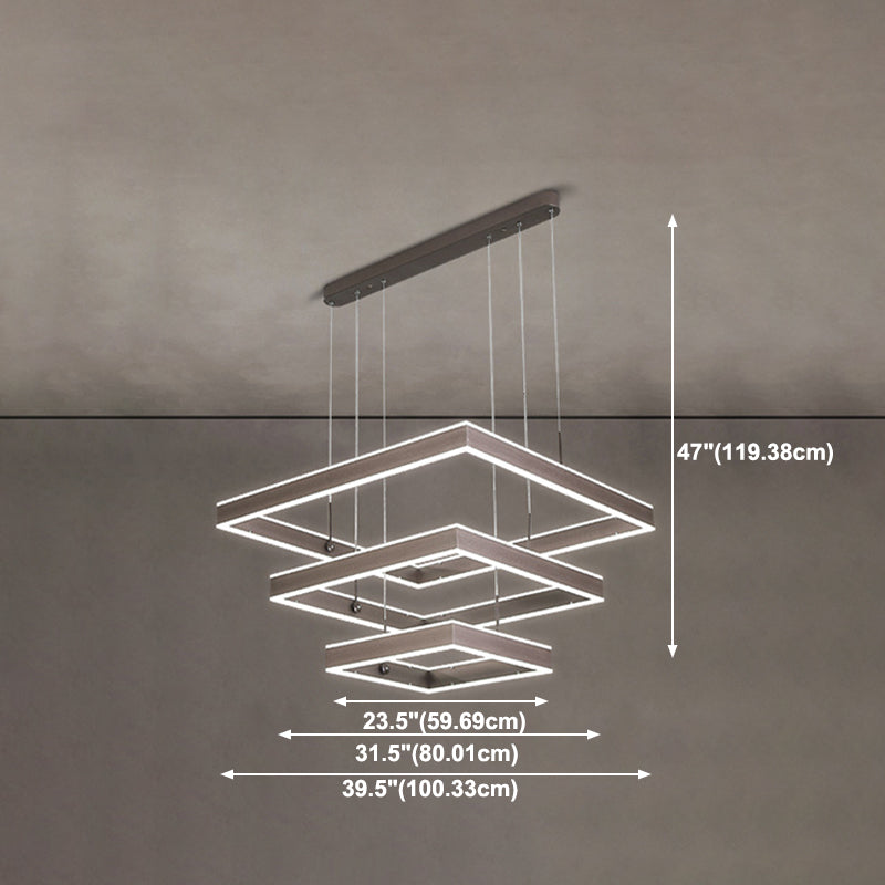Minimalist Square Suspension Lamp Metal Multi-Layered LED Chandelier for Living Room