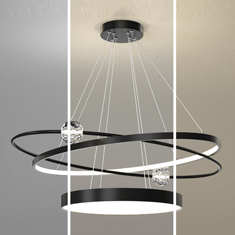 Nordic Circle Chandelier Metal Layered LED Chandelier Pendant for Living Room