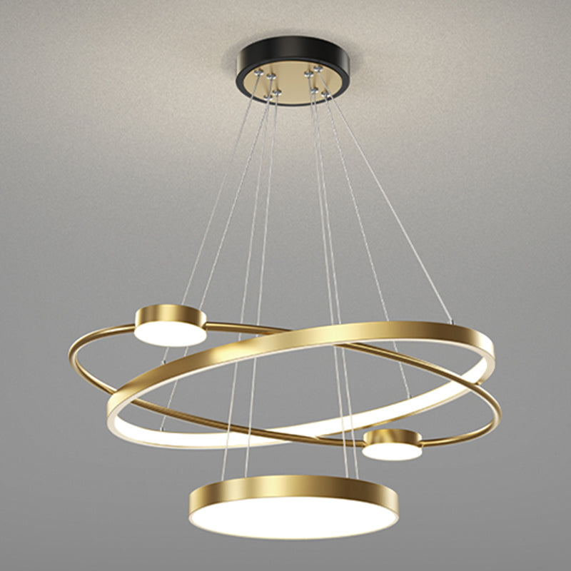 Nordic Circle Chandelier Metal Layered LED Chandelier Pendant for Living Room