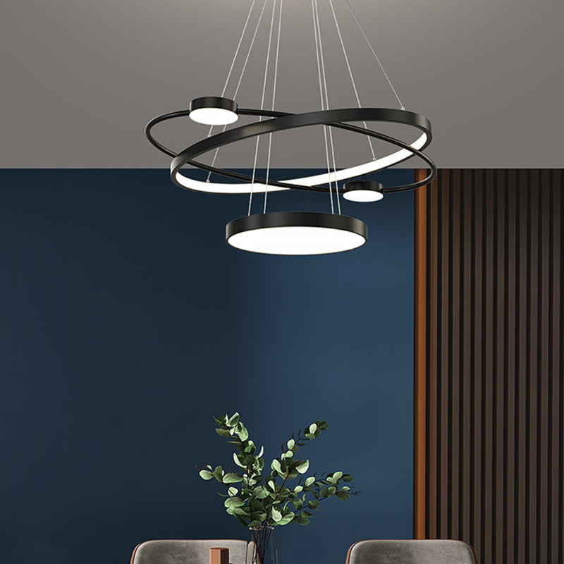 Nordic Circle Chandelier Metal Layered LED Chandelier Pendant for Living Room
