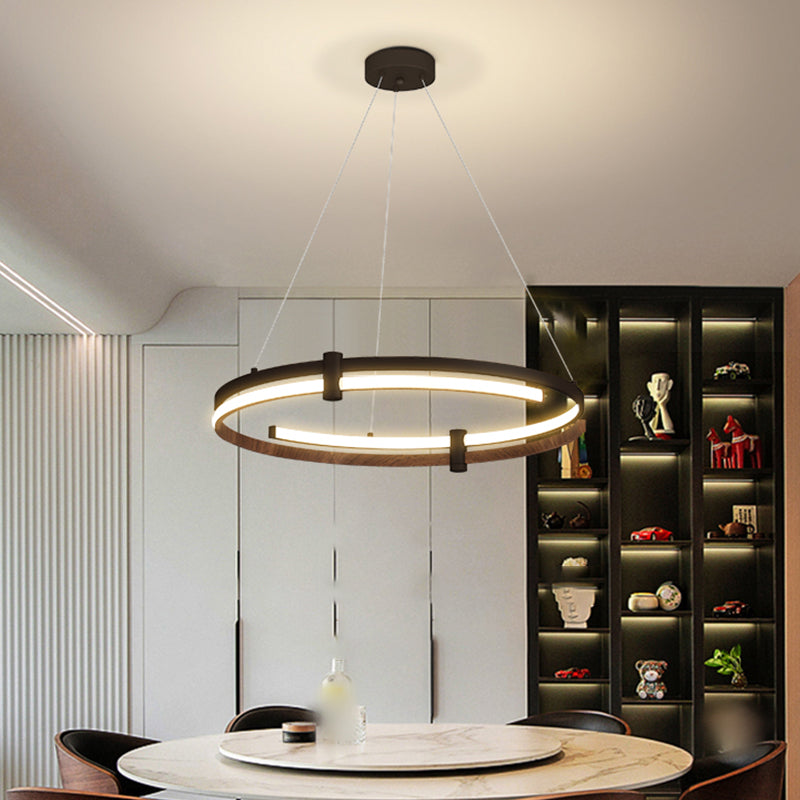 Nordic Circle Chandelier Aluminum 24" Wide LED Chandelier Pendant for Living Room