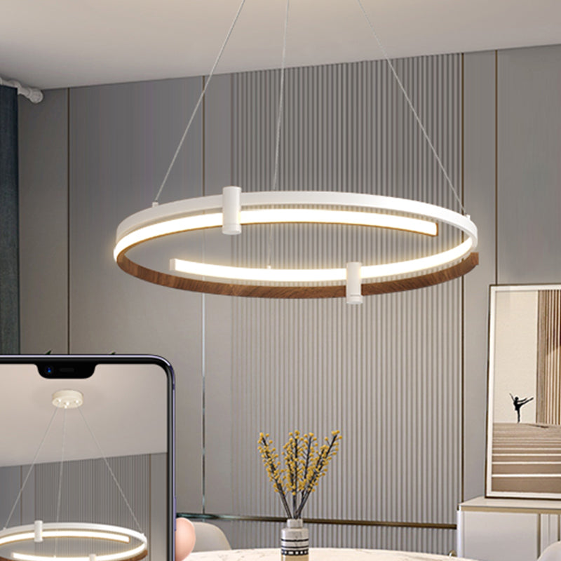 Nordic Circle Chandelier Aluminum 24" Wide LED Chandelier Pendant for Living Room