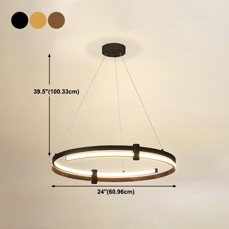 Nordic Circle Chandelier Aluminum 24" Wide LED Chandelier Pendant for Living Room