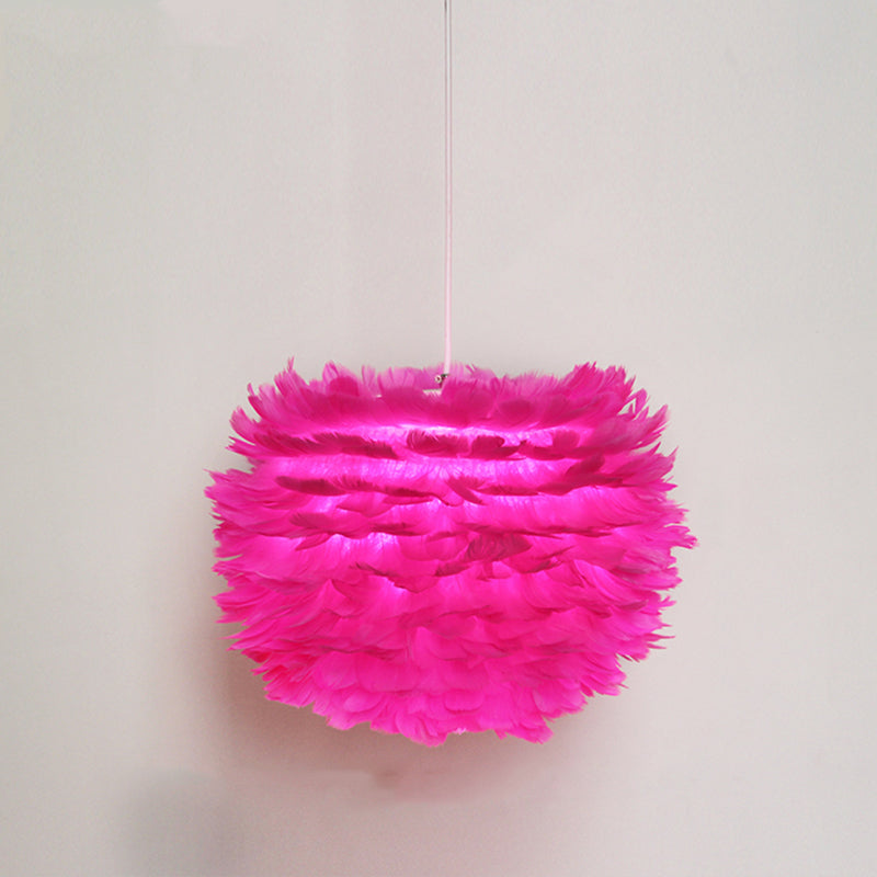 Minimalist Round Pendant Lighting Fixture Feather Bedroom Ceiling Pendant Light