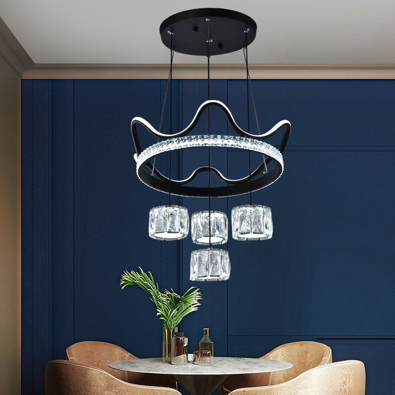 Nordic Crystal Chandelier Geometric 5 Lights Chandelier Pendant for Living Room